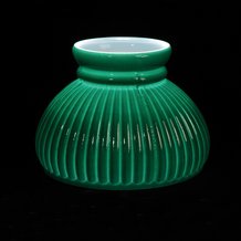 Green Ribbed Oil Lamp Shade