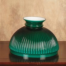 Aladdin Green Ribbed Glass Oil Lamp Shade