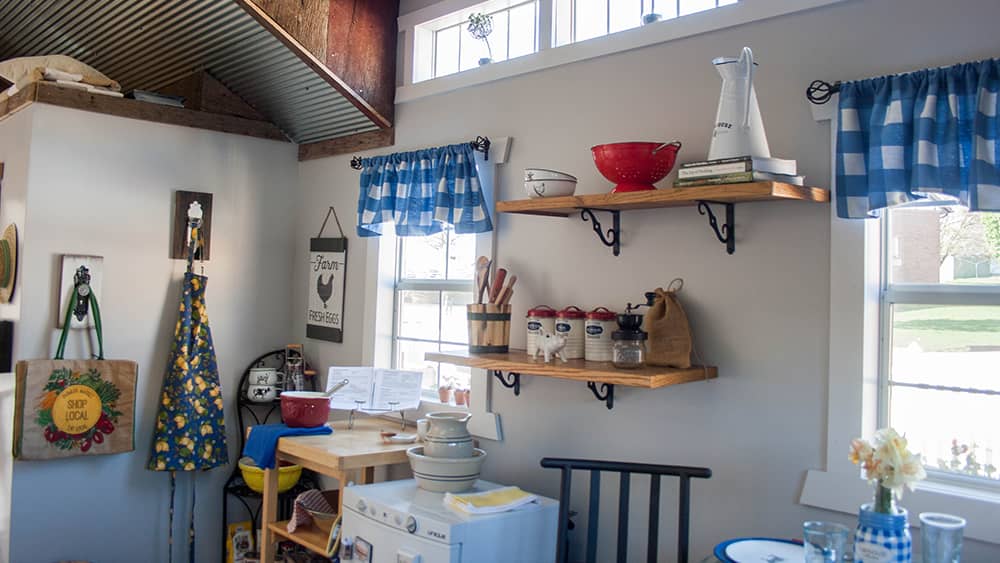 The kitchen area of the Tiny House features Lehman's products that make the most of a small space. 