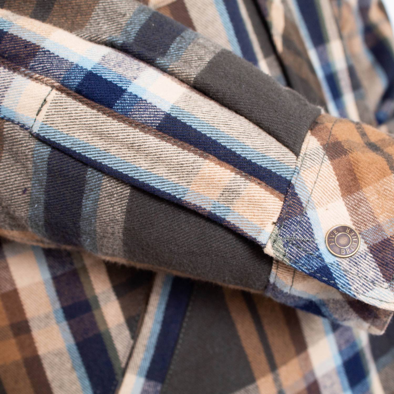 Faherty Men's Sherpa Lined Flannel Jacket Navy Grey Plaid XL