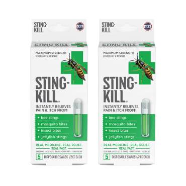 Sting Kill Disposable Swabs - 10 Doses (Two Packs of 5 Each)