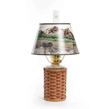 Aladdin Heartland Wicker Oil Lamp with Rocky Mountain Shade