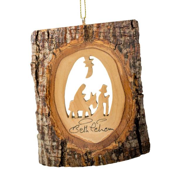 Flight to Egypt Olive Wood Bark Ornament