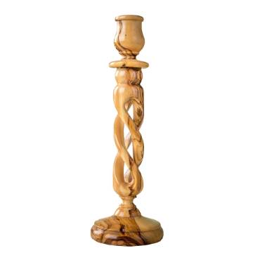 Winding Hollow Olive Wood Candle Holder
