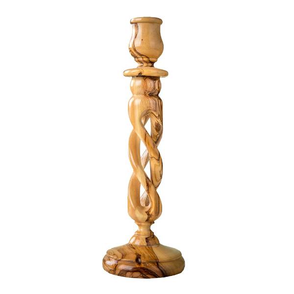 Winding Hollow Olive Wood Candle Holder