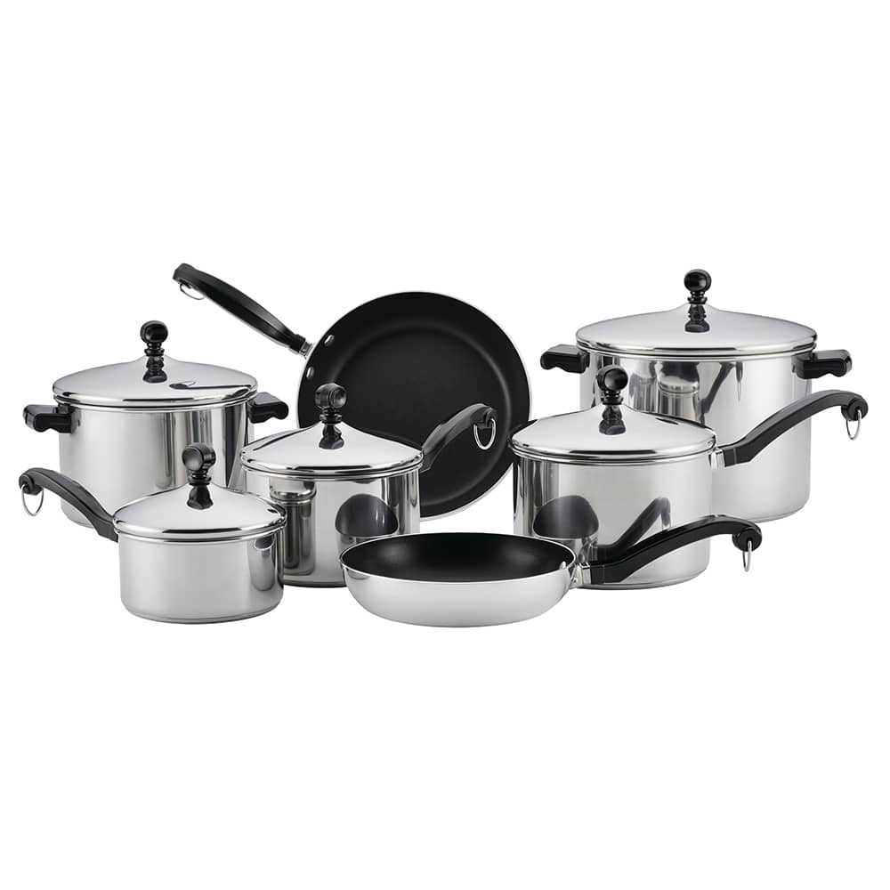 Farberware Set Di 2 Padelle In Acciaio Inox Classico 20 E 25 Cm - Adatte Al Forno E Lavastoviglie
