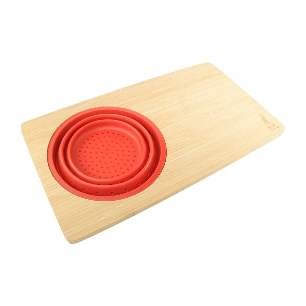 Island Bamboo Over The Sink Cutting Board Vibrant Red 18 inch 1 Board