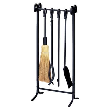 Wrought Iron Inline Fireset with Crook Handles