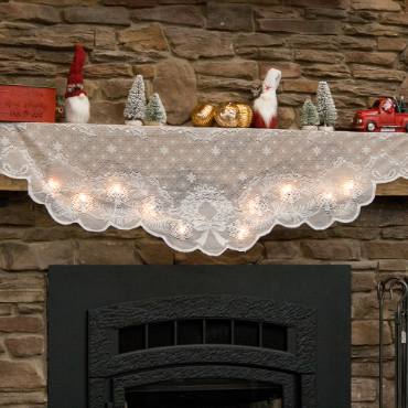 Holiday Mantel Scarf with Lights