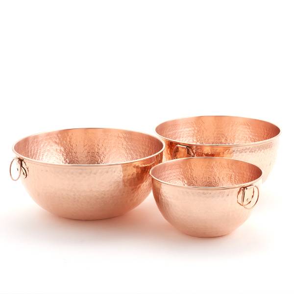 Hammered Copper Mixing Bowls - Set of 3