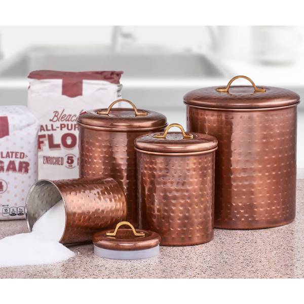 Hammered Copper Canister 4-Piece Set