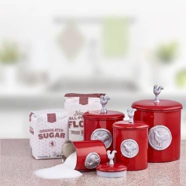 Red Rooster Canister 4-Piece Set