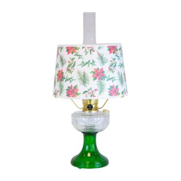 Aladdin Clear Over Emerald Lincoln Drape Lamp with Holly Jolly Shade