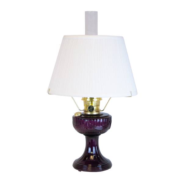 Aladdin Amethyst Lincoln Drape Lamp with White Pleated Shade