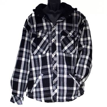 Men's Hooded Sherpa Lined Flannel Jacket