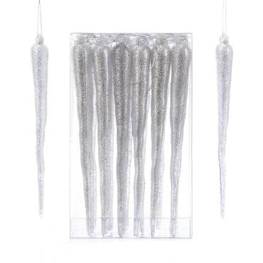 Glittered Icicle Ornaments - Set of 24