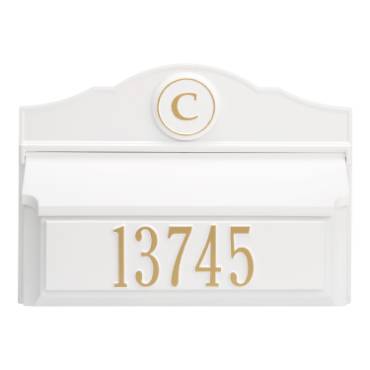 Whitehall Custom Wall Mount Mailbox - White/Gold