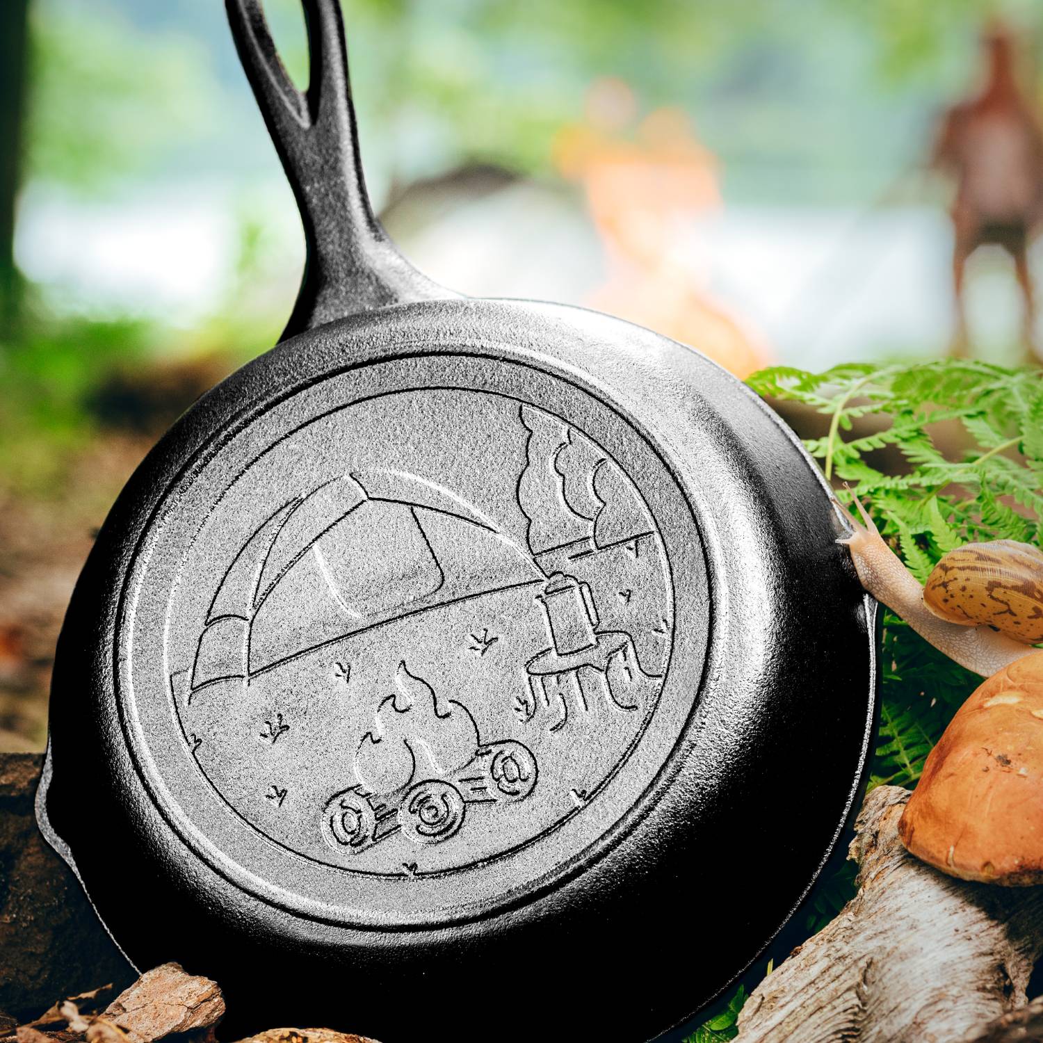 Cooking Breakfast with Cast Iron Griddle - Lodge Wildlife Series 
