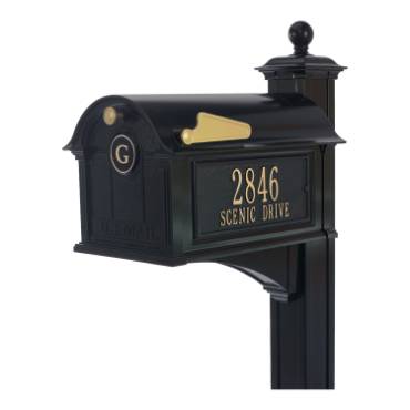 Whitehall Monogram Balmoral Mailbox - Black/Gold