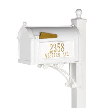 Whitehall Custom Capitol Mailbox - White/Gold