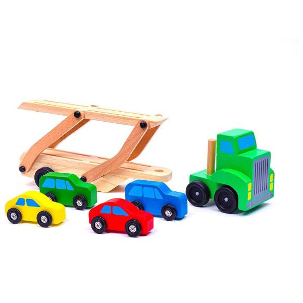 Melissa & Doug Car Carrier Truck Wooden Toy Set Lehman's