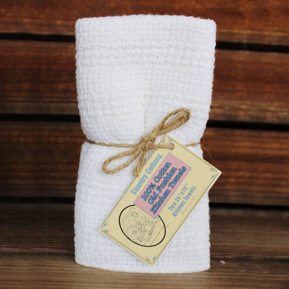 Old Fashioned Country Cottons Dish Towel Set of 2 Natural