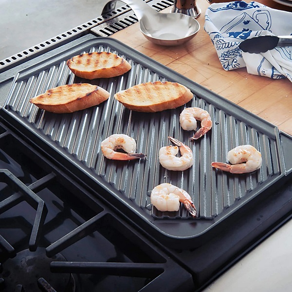 Double Burner Reversible Grill and Griddle Pan | Lehman's