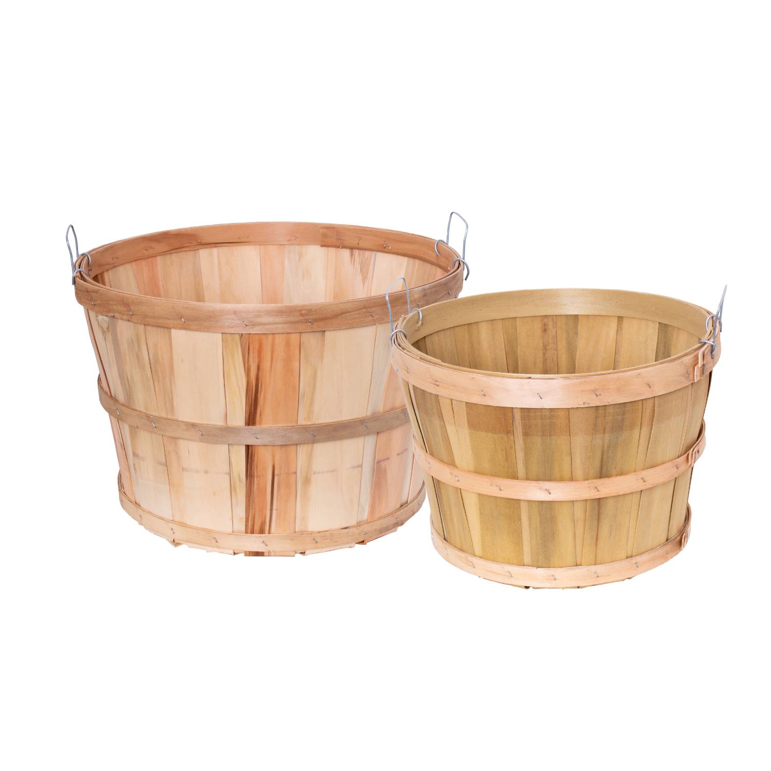 Old-Time Poplar Half and Full Bushel Basket Set