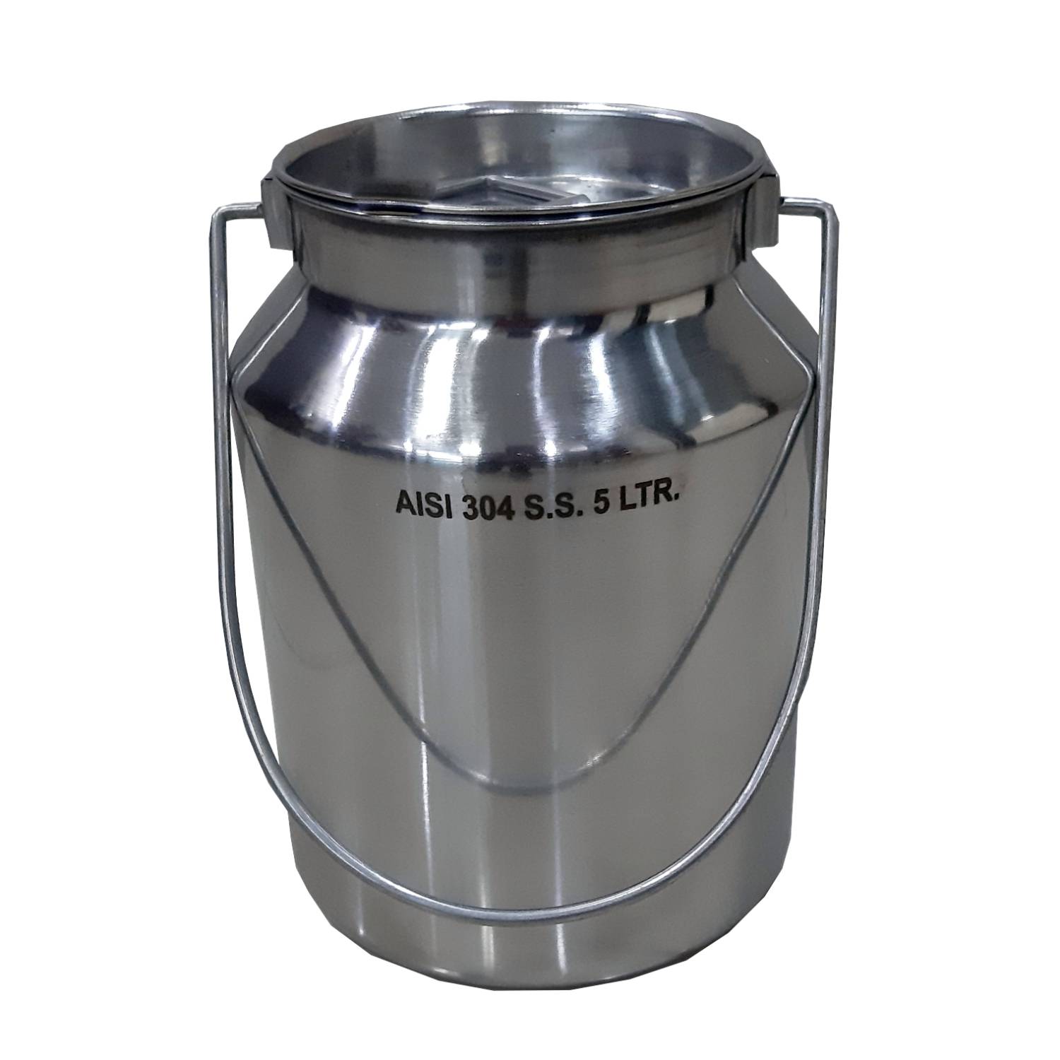 Small Shining Stainless Steel Milk Can Seamless Solid Bail 10 High 1.3 Gallon
