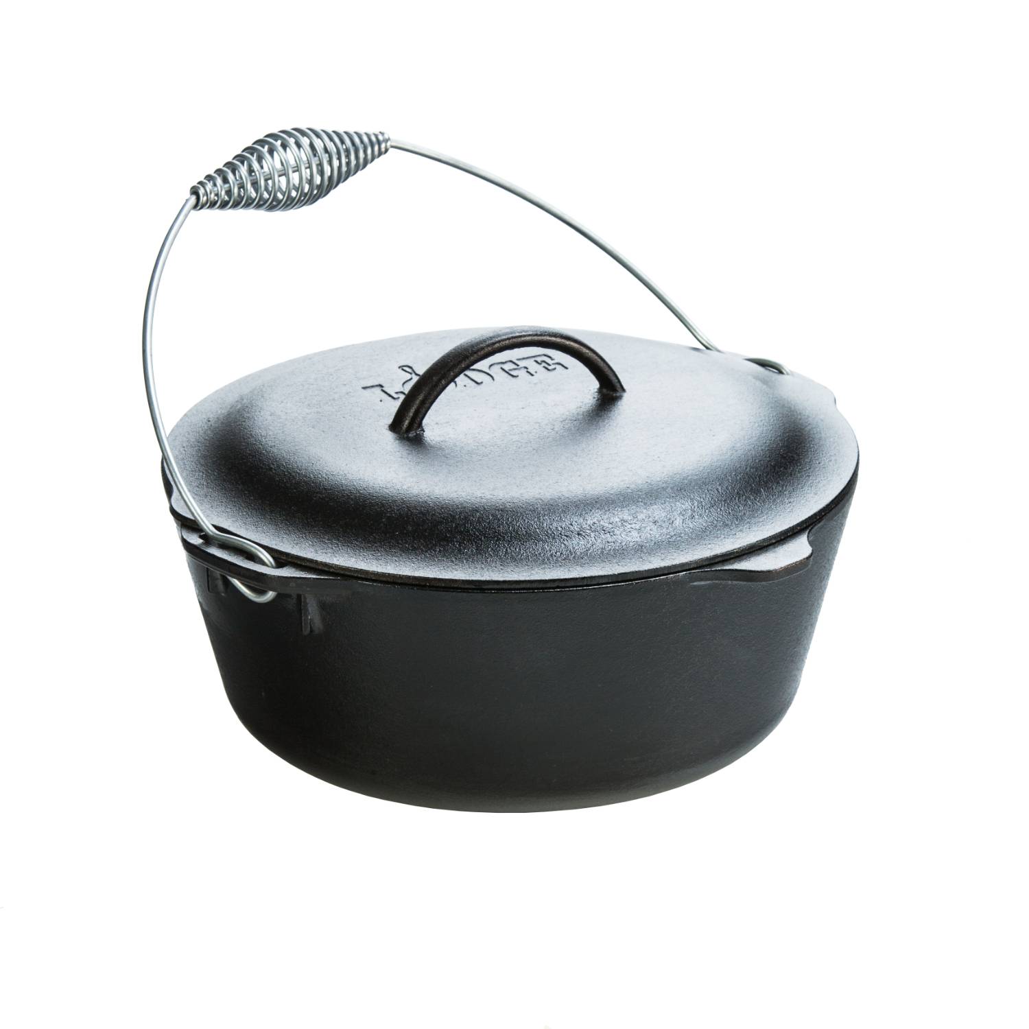 5 qt Spiral Bail Cast Iron Pre-Seasoned Pot Lid Dutch Oven 10-1/4 in With  Handle