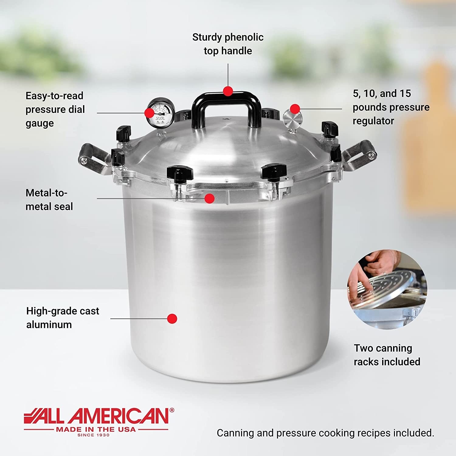 All American 15-1/2 qt Pressure Canner / Cooker (USA), Pressure Canners -  Lehman's