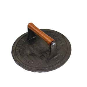 8.75" Cast Iron Round Bacon Press