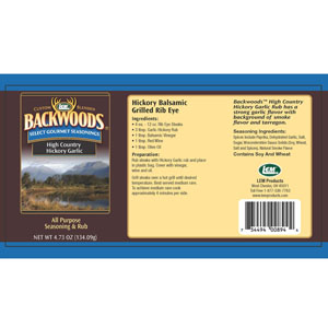 Backwoods High Country Hickory Garlic Rub Label