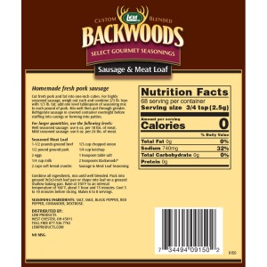 Backwoods Sausage & Meat Loaf Seasoning - Makes 5 lbs. - Directions and Nutritional Facts 