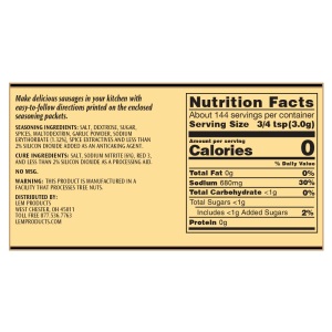 Backwoods Summer Sausage Kit - Makes 20 lbs. - Nutritional Info
