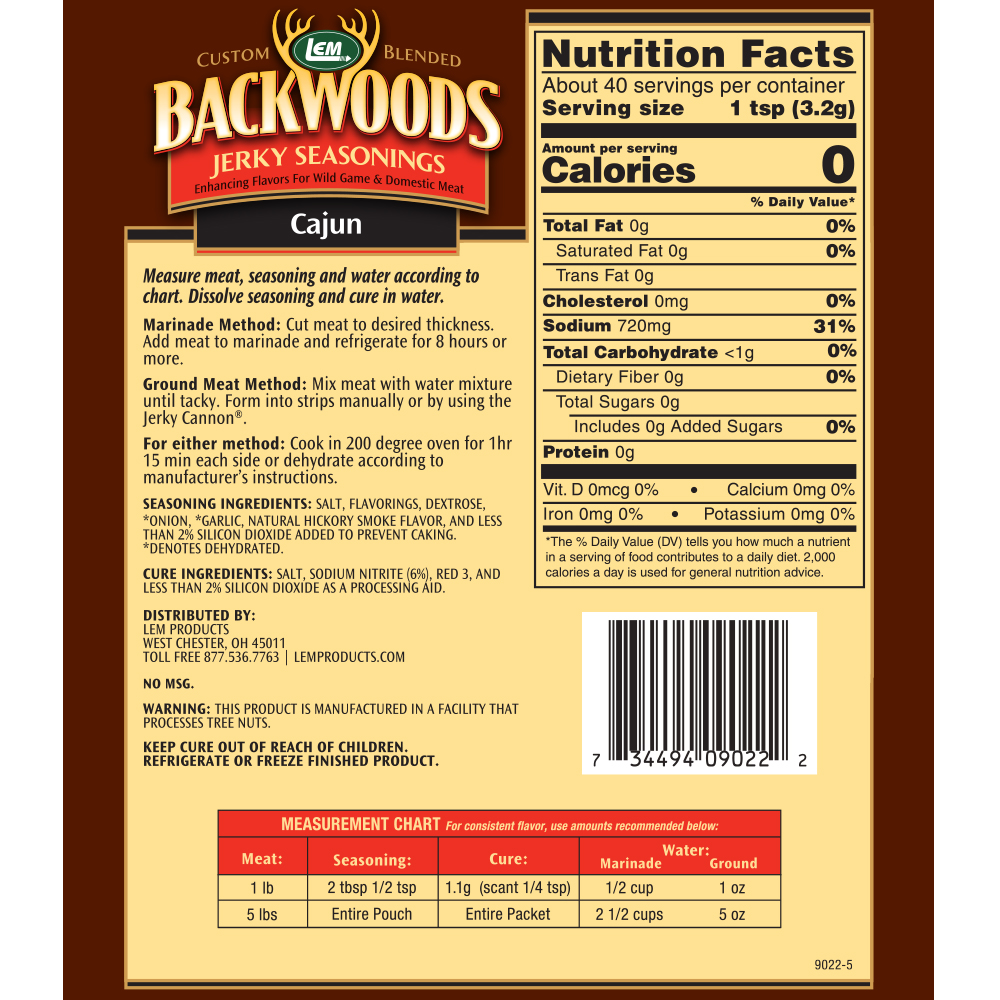 Backwoods® Cajun Jerky Seasoning LEM Products