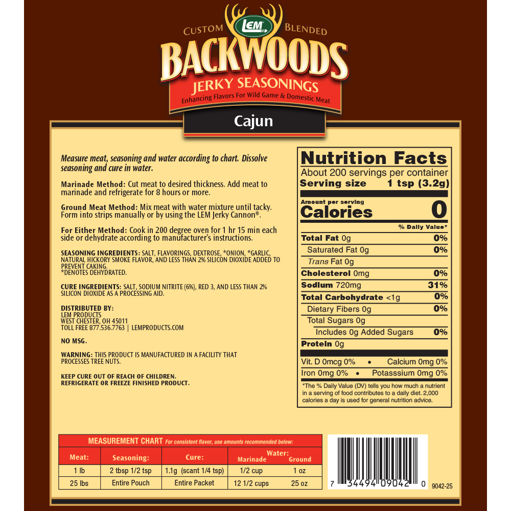 Backwoods® Cajun Jerky Seasoning LEM Products
