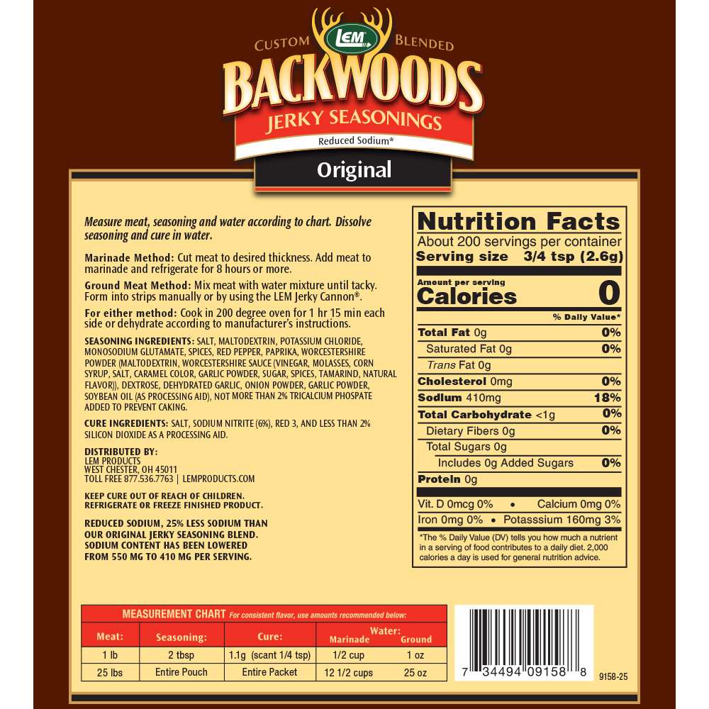 Backwoods Reduced Sodium Original Jerky Seasoning