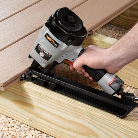 Installing a deck using the TC-G clips for grooved boards.
