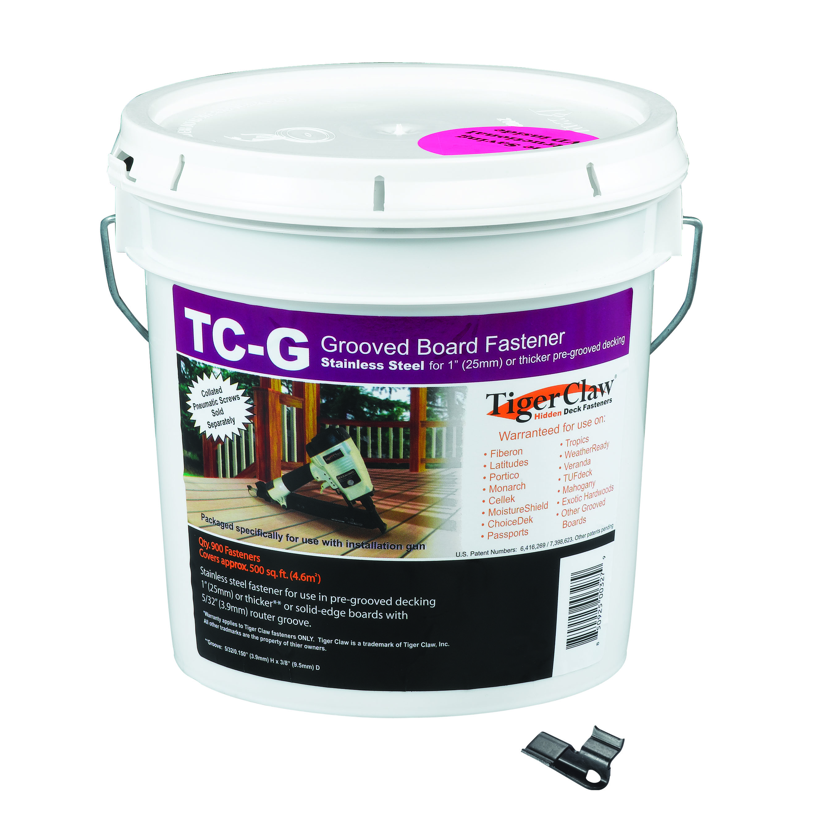 Tiger Claw TC-G Bucket for Grooved Decking, 900 clips
