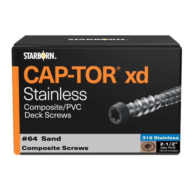 Cap-Tor® XD Composite Deck Screws - #10 x 2-1/2" - 316 Stainless Steel 