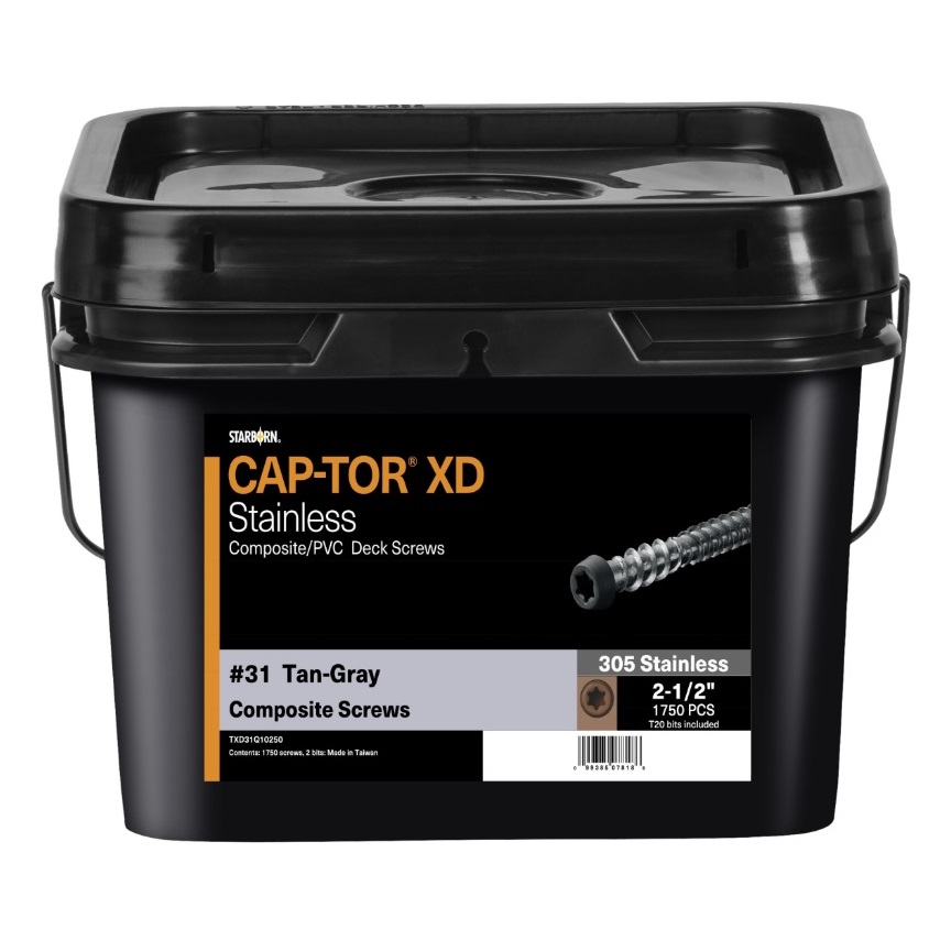 Cap-Tor® XD Composite Deck Screws - #10 x 2-1/2" - 305 Stainless Steel 1750pc  