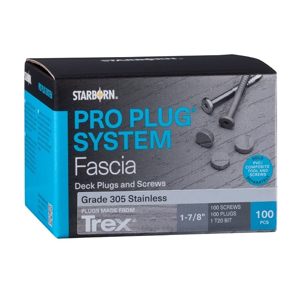 Pro Plug® System for Trex® Fascia Plugs & Stainless Steel Screws - 100pc