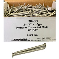 2-1/4" x 10ga A/T Nails 304SS 2-3/4 lb box