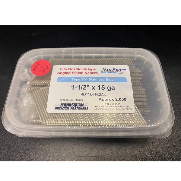 1-1/2" Angled Finish Nails- 15 Gauge