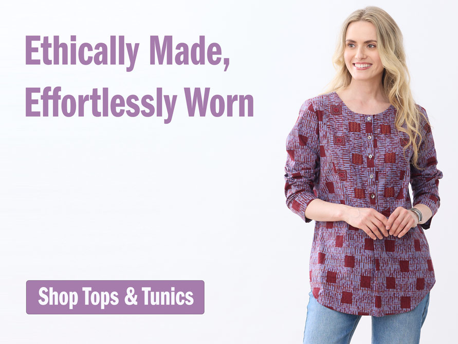 Shop Handmade, women's fair-trade tops and tunics.