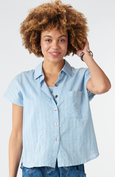 Adira Lightweight Cap-Sleeve Shirt - Cloud Adira Lightweight Cap-Sleeve Shirt - Cloud