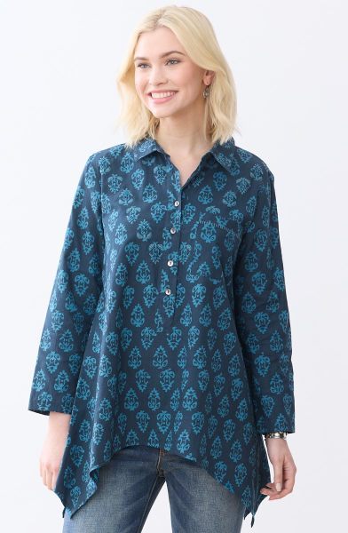 Naaziya Handkerchief Hem Tunic - Deep sea/Charcoal Naaziya Handkerchief Hem Tunic - Deep sea/Charcoal