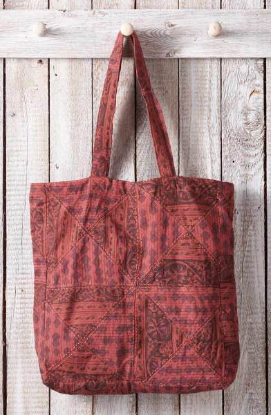 Upcycled Patchwork Tote Bag - Earth tone Chindi Upcycled Patchwork Tote Bag - Earth tone Chindi