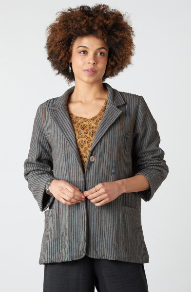 Charu Chenille Stripe Casual Blazer - Shadow Charu Chenille Stripe Casual Blazer - Shadow